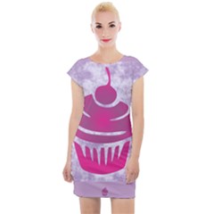 Cupcake Food Purple Dessert Baked Cap Sleeve Bodycon Dress by HermanTelo