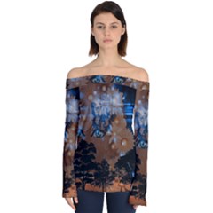 Landscape Woman Magic Evening Off Shoulder Long Sleeve Top by HermanTelo