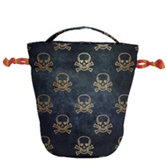 Golden Glitter Skeleton Gothic Drawstring Bucket Bag by HermanTelo