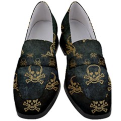 Golden Glitter Skeleton Gothic Women s Chunky Heel Loafers by HermanTelo