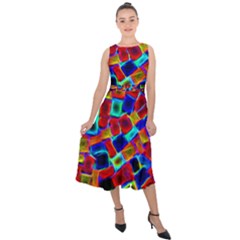 Neon Glow Glowing Light Design Midi Tie-back Chiffon Dress by HermanTelo