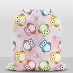 Owl Bird Cute Pattern Background Drawstring Bag (small) by HermanTelo