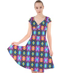 Squares Spheres Backgrounds Texture Cap Sleeve Front Wrap Midi Dress by HermanTelo
