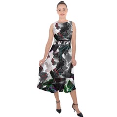 Abstract Science Fiction Midi Tie-back Chiffon Dress by HermanTelo