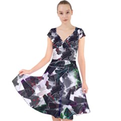 Abstract Science Fiction Cap Sleeve Front Wrap Midi Dress by HermanTelo