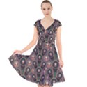 Abstract Pattern Green Cap Sleeve Front Wrap Midi Dress View1
