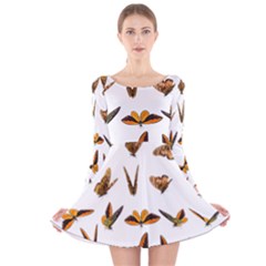 Butterflies Insect Swarm Long Sleeve Velvet Skater Dress by HermanTelo