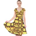 Cubes Grid Geometric 3d Square Cap Sleeve Front Wrap Midi Dress View1