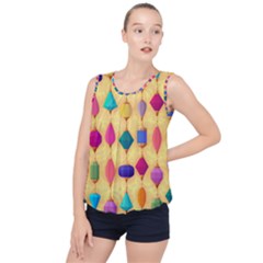 Colorful Background Stones Jewels Bubble Hem Chiffon Tank Top by HermanTelo