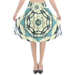 Circle Vector Background Abstract Flared Midi Skirt by HermanTelo