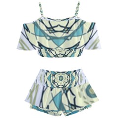 Circle Vector Background Abstract Kids  Off Shoulder Skirt Bikini by HermanTelo