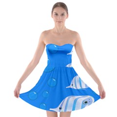 Fish School Bubbles Underwater Sea Strapless Bra Top Dress by HermanTelo