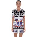 Folk Art Fabric Satin Short Sleeve Pyjamas Set View1
