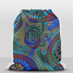 Fractal Abstract Line Wave Drawstring Bag (small) by HermanTelo