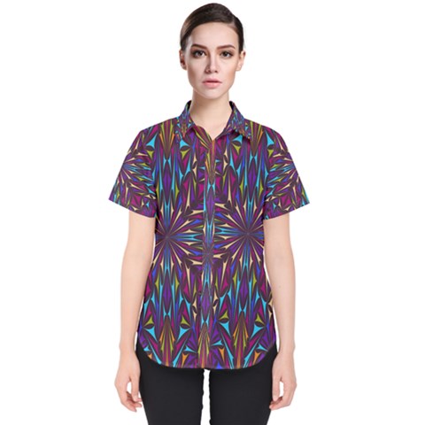 Kaleidoscope Triangle Curved Women s Short Sleeve Shirt by HermanTelo