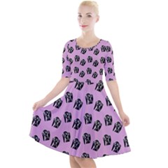 Girl Face Lilac Quarter Sleeve A-line Dress by snowwhitegirl