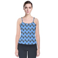 Girl Face Blue Velvet Spaghetti Strap Top by snowwhitegirl