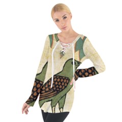 Egyptian Paper Papyrus Bird Tie Up Tee by Sapixe