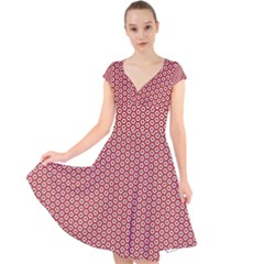 Pattern Star Backround Cap Sleeve Front Wrap Midi Dress by HermanTelo