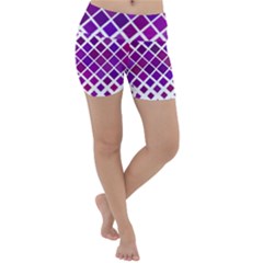 Pattern Square Purple Horizontal Lightweight Velour Yoga Shorts by HermanTelo