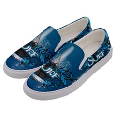 Sport, Surfboard With Water Drops Men s Canvas Slip Ons by FantasyWorld7