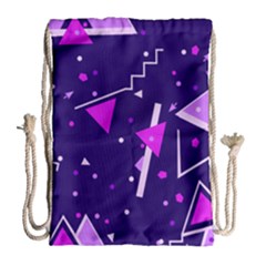 Purple Blue Geometric Pattern Drawstring Bag (large) by HermanTelo