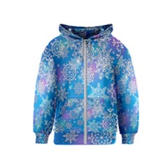 Snowflake Background Blue Purple Kids  Zipper Hoodie by HermanTelo