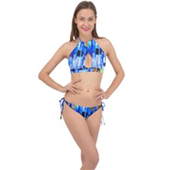 Color Colors Abstract Colorful Cross Front Halter Bikini Set by Sapixe