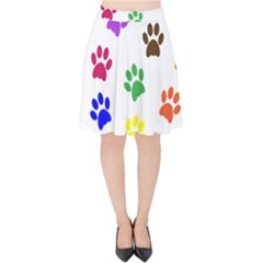 Pawprints Paw Prints Paw Animal Velvet High Waist Skirt by Sapixe
