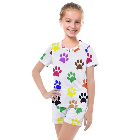 Pawprints Paw Prints Paw Animal Kids  Mesh Tee And Shorts Set by Sapixe