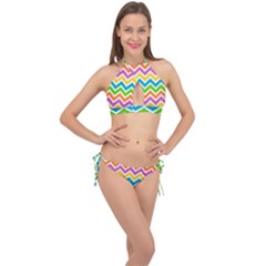 Chevron Pattern Design Texture Cross Front Halter Bikini Set by Sapixe