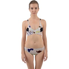 Moustache Hat Bowler Bowler Hat Wrap Around Bikini Set by Sapixe