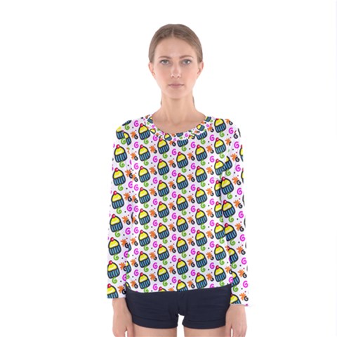 Sweet Dessert Food Cake Pattern Women s Long Sleeve Tee by HermanTelo