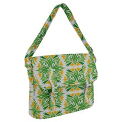 Green Pattern Retro Wallpaper Buckle Messenger Bag by Bajindul