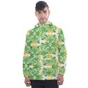 Green Pattern Retro Wallpaper Men s Front Pocket Pullover Windbreaker View1