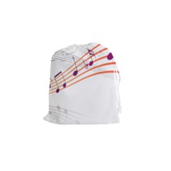 Music Notes Clef Sound Drawstring Pouch (small) by Bajindul