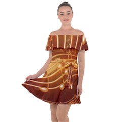 Music Notes Sound Musical Love Off Shoulder Velour Dress by Bajindul