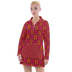 Pattern Red Background Structure Women s Long Sleeve Casual Dress by Bajindul