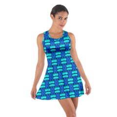 Pattern Graphic Background Image Blue Cotton Racerback Dress by Bajindul