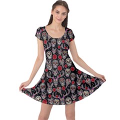 Mexican Sugar Skull Animals Cap Sleeve Dress by 100rainbowdresses