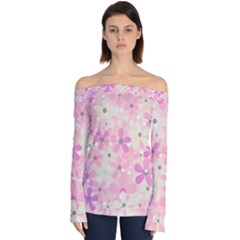 Background Floral Non Seamless Off Shoulder Long Sleeve Top by Pakrebo