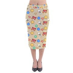 Crabs Pattern Velvet Midi Pencil Skirt by Valentinaart