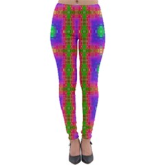 Groovy Purple Green Pink Square Pattern Lightweight Velour Leggings by BrightVibesDesign