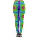 Groovy Yellow Pink Purple Square Pattern Lightweight Velour Leggings View2