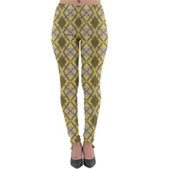 Argyle Large Yellow Pattern Lightweight Velour Leggings by BrightVibesDesign