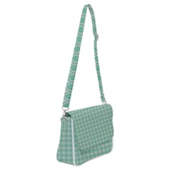 Argyle Light Green Pattern Shoulder Bag With Back Zipper by BrightVibesDesign