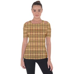 Cute Flowers Pattern Yellow Shoulder Cut Out Short Sleeve Top by BrightVibesDesign