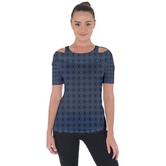 Argyle Dark Purple Black Pattern Shoulder Cut Out Short Sleeve Top by BrightVibesDesign