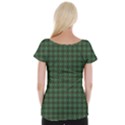 Argyle Dark Green Brown Pattern Cap Sleeve Top View2