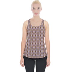 Ornate Oval  Pattern Yellow Blue Piece Up Tank Top by BrightVibesDesign